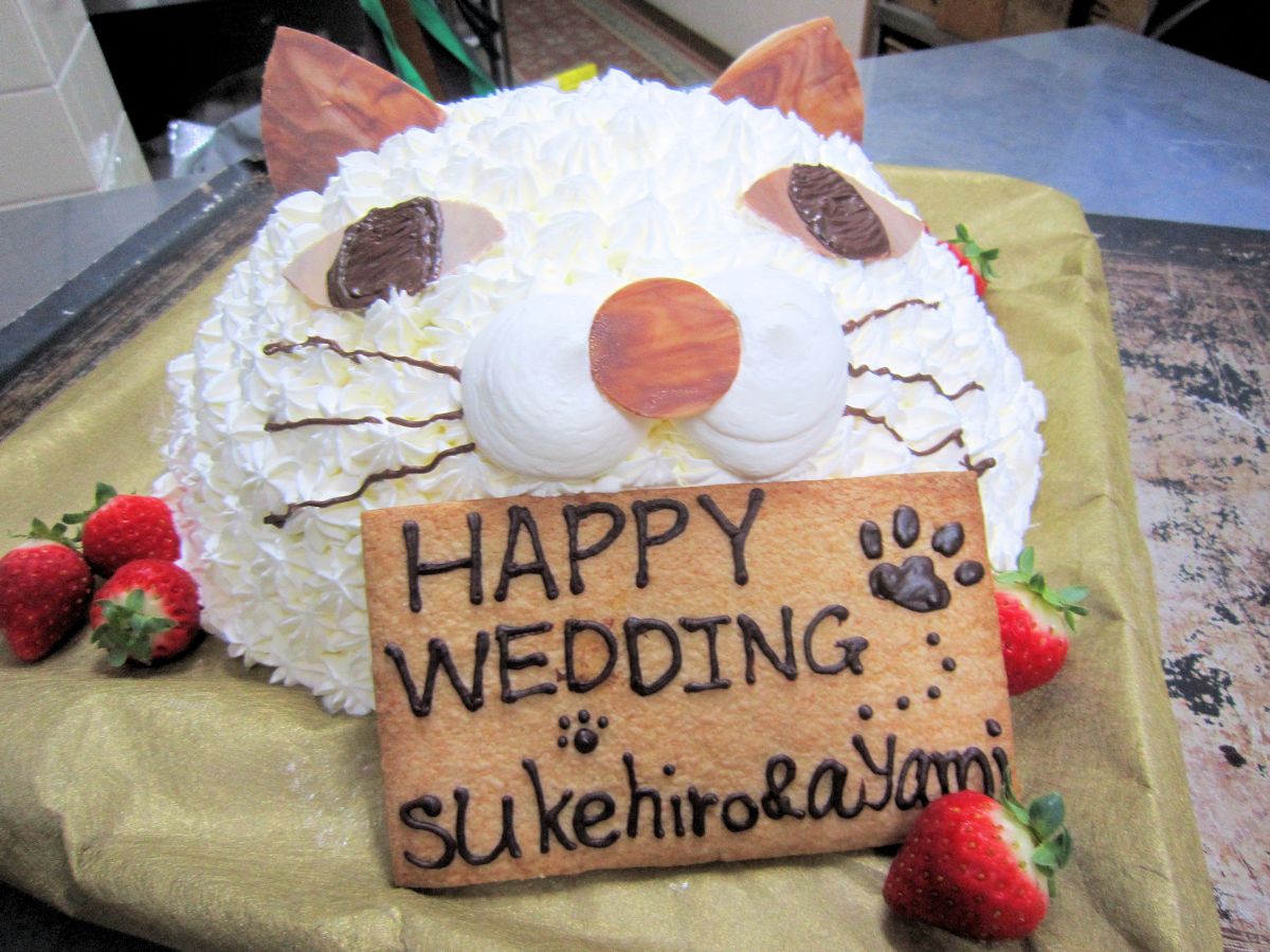 猫のウェディングケーキ