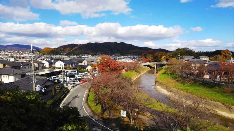 三室山からの望む竜田川