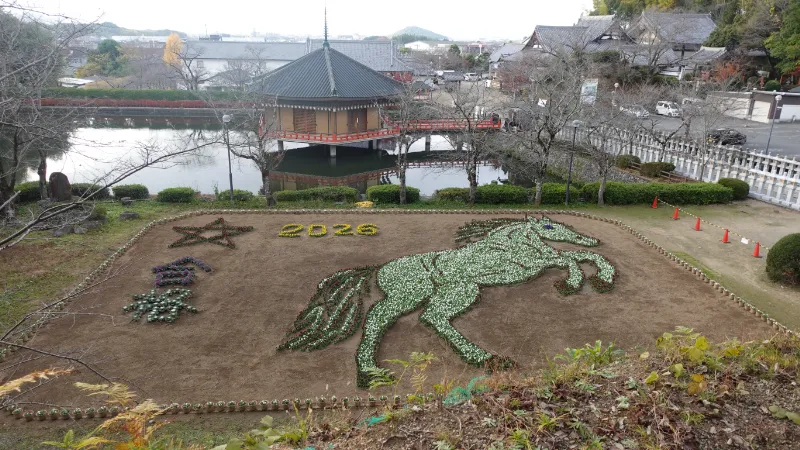 安倍文殊院の午年干支花絵